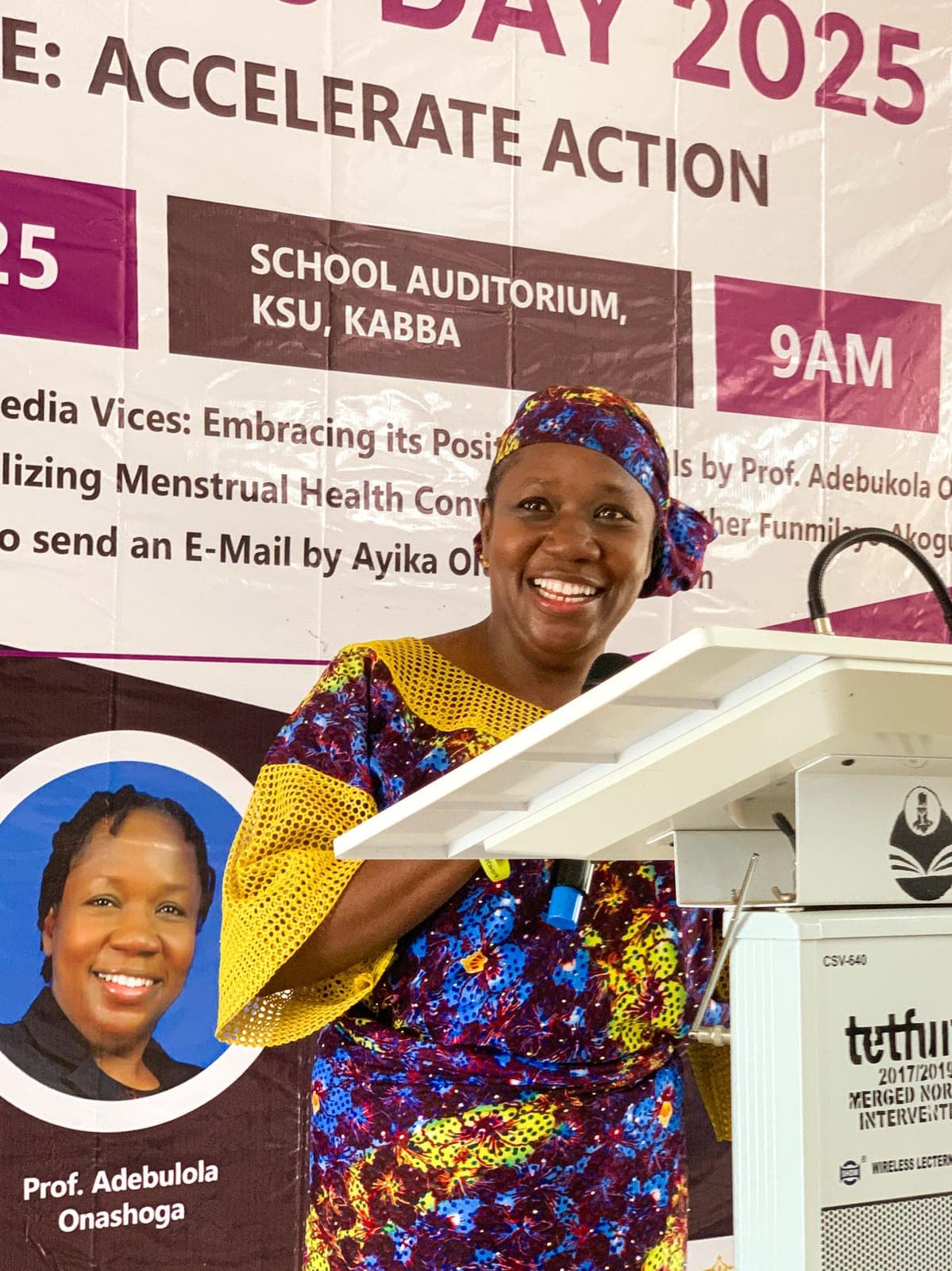 Keynote speaker at the podium during the Women's Day program