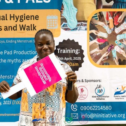 A participant at the Pads & Pals menstrual hygiene awareness walk